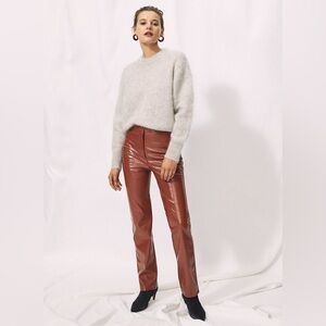Wilfred Tempest Pant | High-Rise Italian Vinyl Coated Pants in Copper Brown